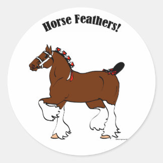 Horse Feathers! Classic Round Sticker