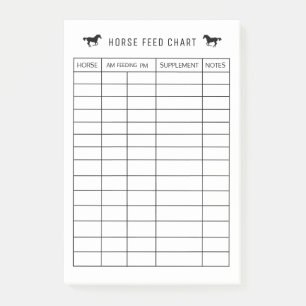 Horse Feed Chart,Feeding Schedule for Horse Stable Post-it Notes