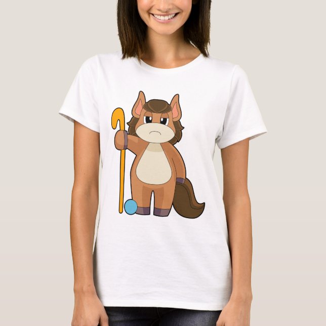 Horse Field hockey Field hockey stick T-Shirt (Front)