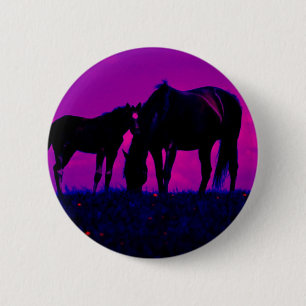 Horse & Filly 6 Cm Round Badge