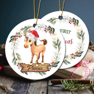 Horse first Christmas horse lover Ceramic Ornament