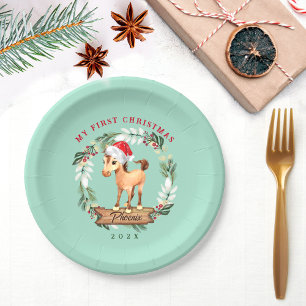 Horse first Christmas horse lover Paper Plate