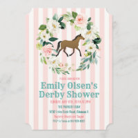 Horse Floral Derby Bridal Shower Invitation
