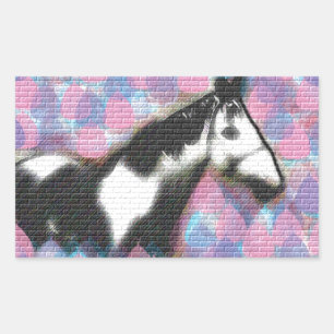 Horse & Floral Rectangular Sticker