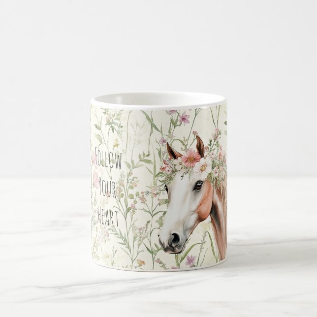 Horse Floral Wreath Coffee Mug (Center)