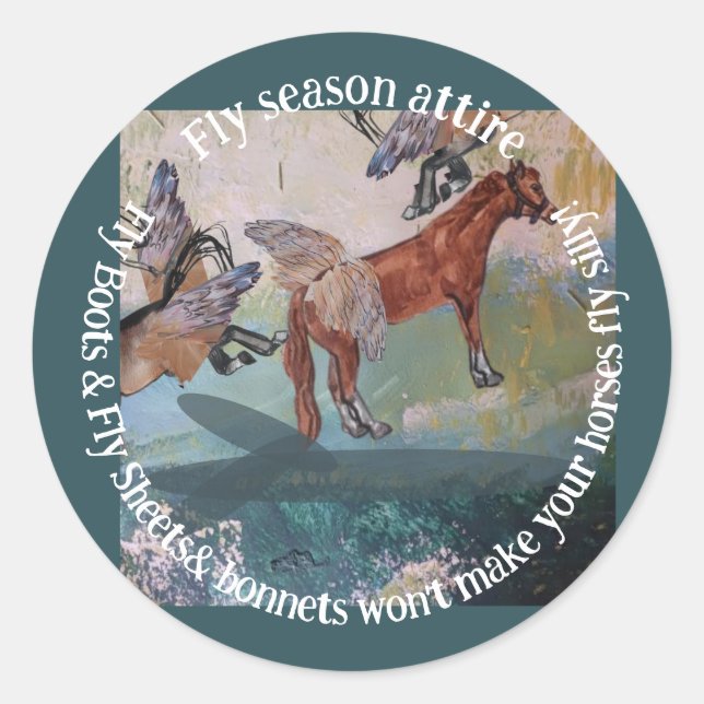 horse fly attire classic round sticker (Front)