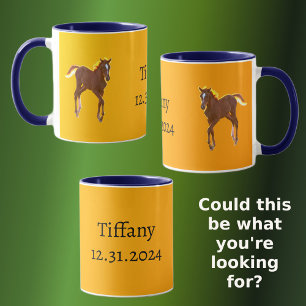 Horse Foal Golden Yellow Orange Add Your Name Date Mug