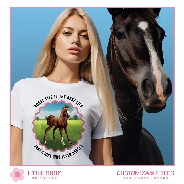 Horse Foal Green Pasture Customisable T-Shirt (Creator Uploaded)