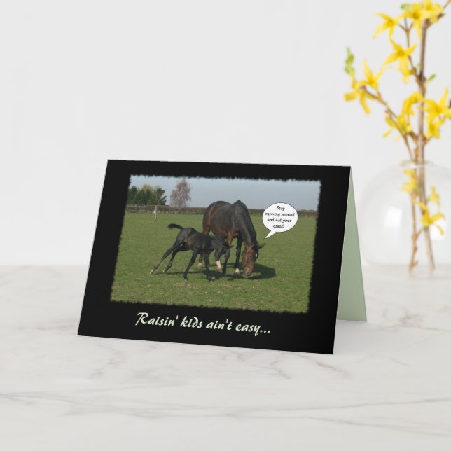 Horse & Foal (not only) Mother's Day Card (Yellow Flower)