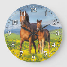 Horse & Foal Wall Clock