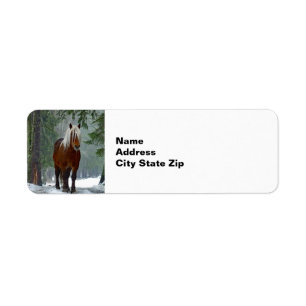 Horse Forest Snow Watercolor Return Address Label