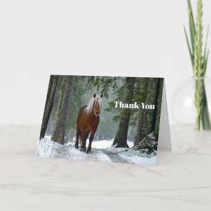 Horse Forest Snow Watercolor Thank You Card