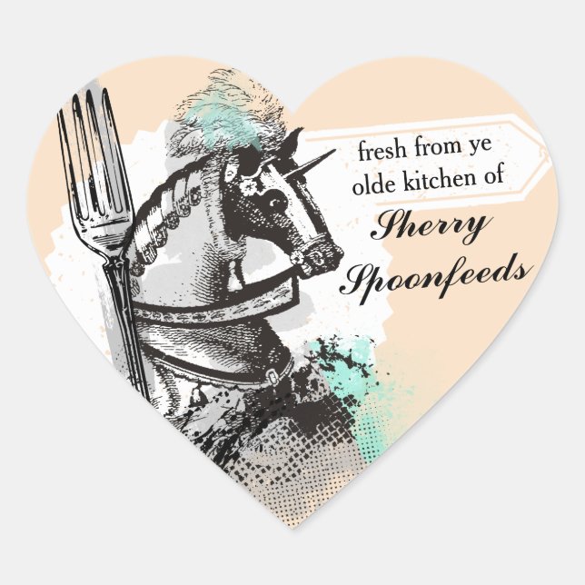 Horse fork chef cooking catering culinary heart sticker (Front)