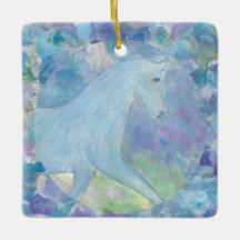 Horse Forward Dream Circle with Teal Art Ornament