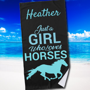 Horse Gallop A Girl Who Loves Horses Personalised  Beach Towel