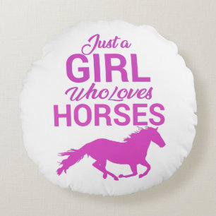 Horse Gallop A Girl Who Loves Horses     Round Cushion