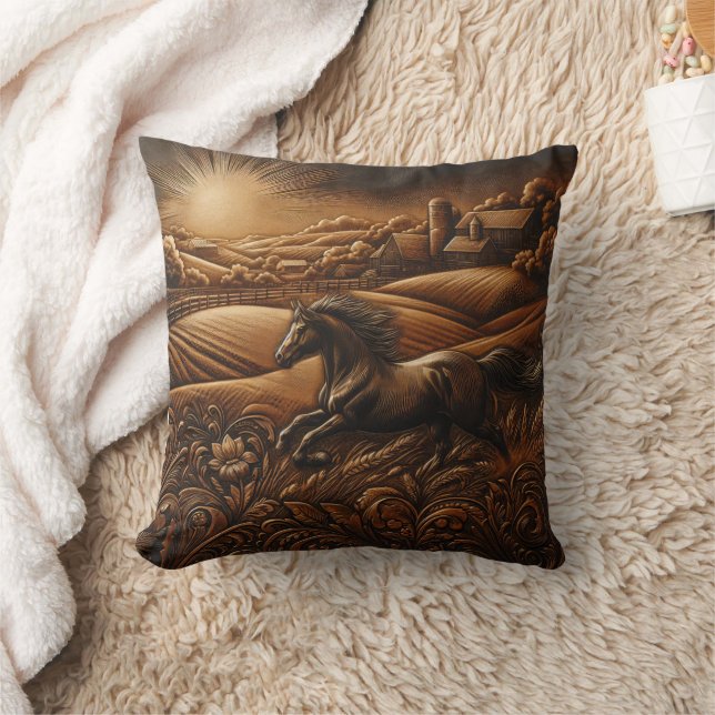 'Horse Galloping on Sunrise Hills' Cushion (Blanket)