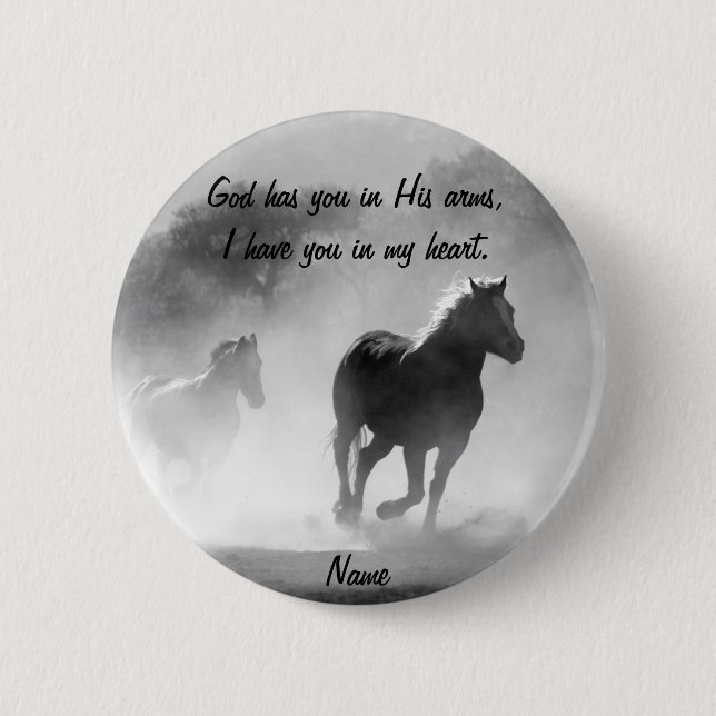 Horse Galloping Out of the Mist 6 Cm Round Badge (Front)