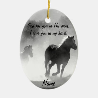 Horse Galloping Out of the Mist Ceramic Ornament