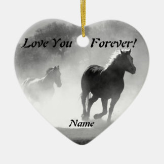 Horse Galloping Out of the Mist Ceramic Ornament