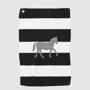 Horse - geometric pattern - black and white. golf towel