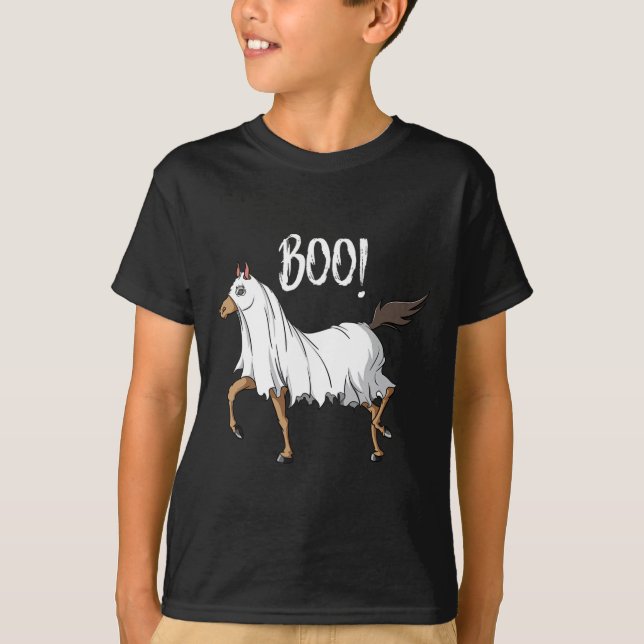Horse Ghost Costume Fun Equestrian Horse Lover Hal T-Shirt (Front)