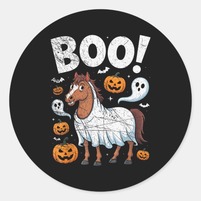 Horse Ghost Costume Funny Equestrian Horses Lover  Classic Round Sticker (Front)