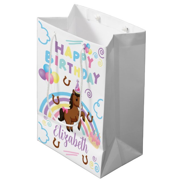Horse Gift Bag in White (Front Angled)