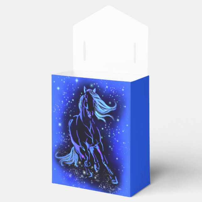 Horse Gift Box Running In Blue Moonlight Night (Opened)