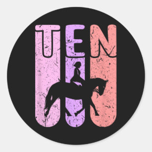 Horse Girl 10th Birthday Horseback Riding  Classic Round Sticker
