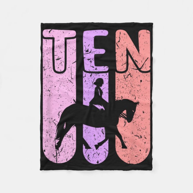 Horse Girl 10th Birthday Horseback Riding  Fleece Blanket (Front)
