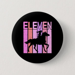 Horse Girl 11th Birthday Horseback Riding 11 Year 6 Cm Round Badge