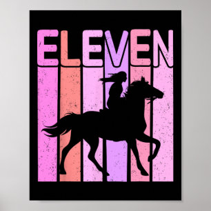 Horse Girl 11th Birthday Horseback Riding 11 Year Poster