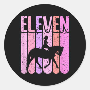 Horse Girl 11th Birthday Horseback Riding Classic Round Sticker