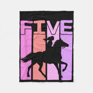 Horse Girl 5th Birthday Horseback Riding 5 Year Ol Fleece Blanket