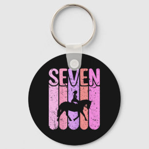 Horse Girl 7th Birthday Horseback Riding Key Ring