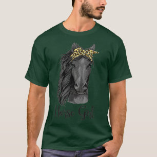 Horse Girl Bandanna Leopard Horseback Riding Horse T-Shirt