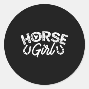 Horse Girl Barrel Racing Show Jumping Horseback Ri Classic Round Sticker