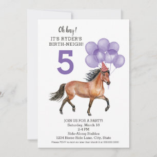 Horse girl birthday // Barn birthday party purple Invitation