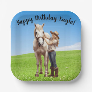 Horse Girl Birthday Celebration Special Message Paper Plate
