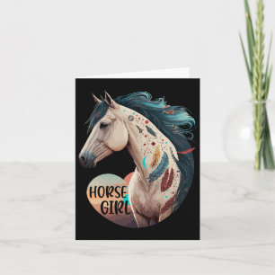 Horse Girl Bohemian Equestrian Portrait Horseback  Card