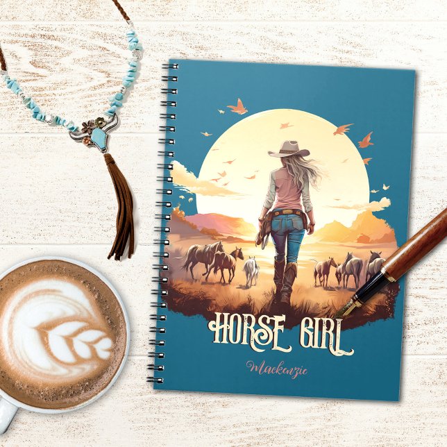 Horse girl Cowgirl horse lover desert sunset Notebook (Horse girl notebook with desert sunset and horses for horse lovers.)