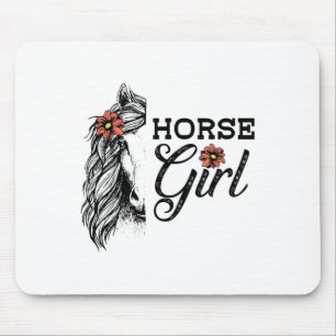 Horse Girl Cute Horse Riding Equestrian Art Horseb Mouse Pad
