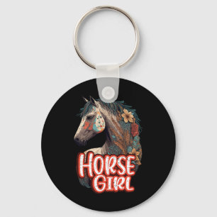 Horse Girl Equestrian Portrait Western Horseback R Key Ring