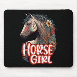 Horse Girl Equestrian Portrait Western Horseback R Mouse Pad