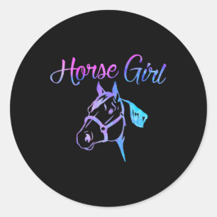 Horse Girl Equestrian Rider Farm Owner Teen Girl K Classic Round Sticker