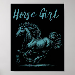 Horse Girl Equestrian Rider Horseback Riding Graph Poster