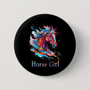 Horse Girl Equestrian Rider Horseback Riding Vinta 6 Cm Round Badge