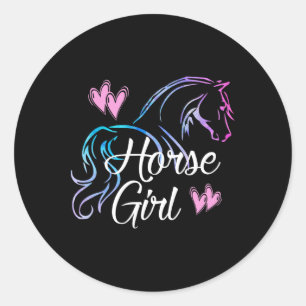 Horse Girl Equestrian Rider Teen Tween Kid Women H Classic Round Sticker