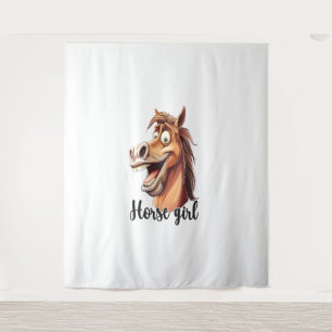 Horse Girl Funny Horse Tapestry